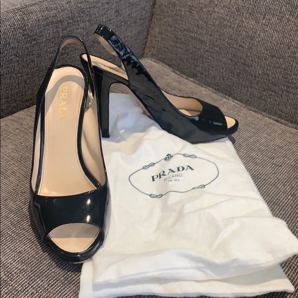 Prada patent leather peep toe sling back - Picture 6 of 6